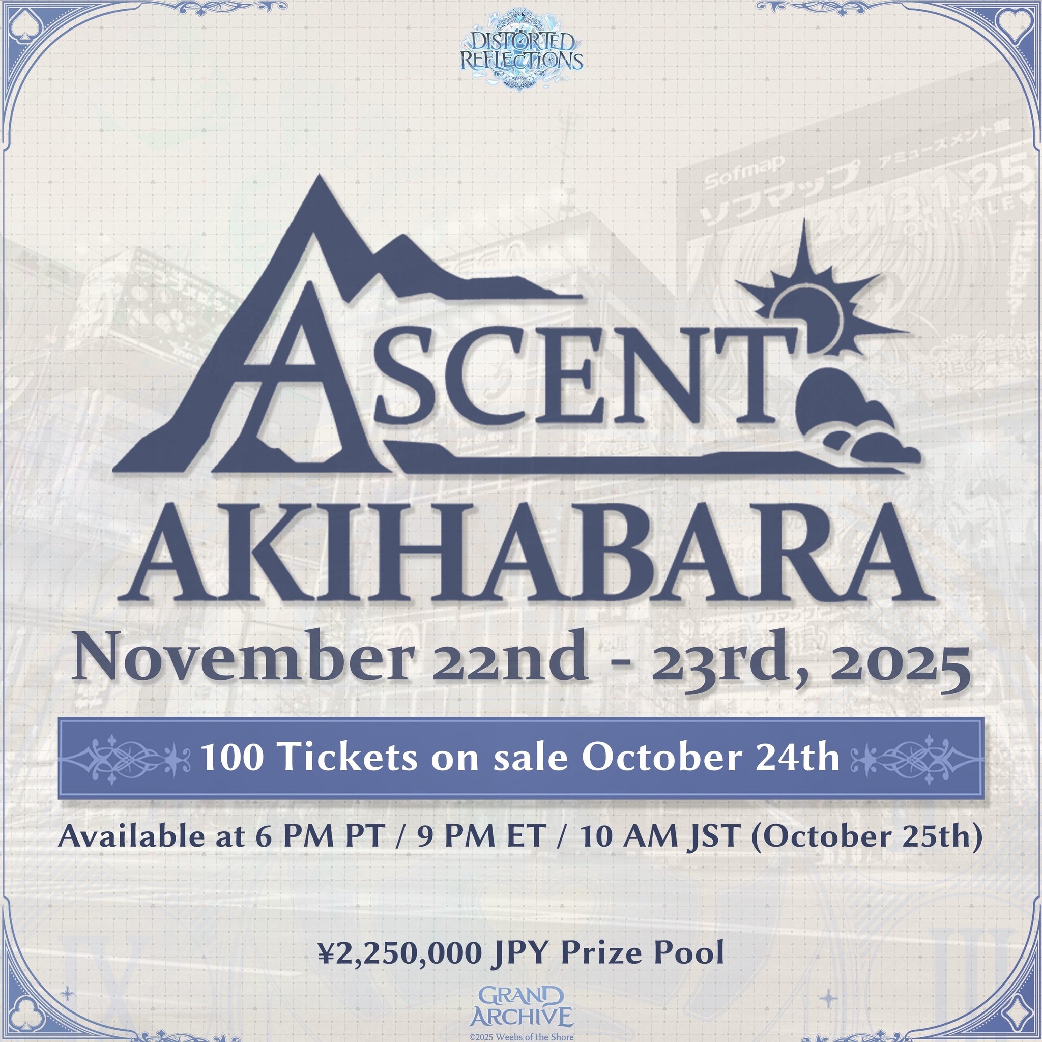 Ascent Akihabara門票將於 台灣／香港／菲律賓時間 10 月 25 日上午 9 點、日本時間上午 10 點開賣。