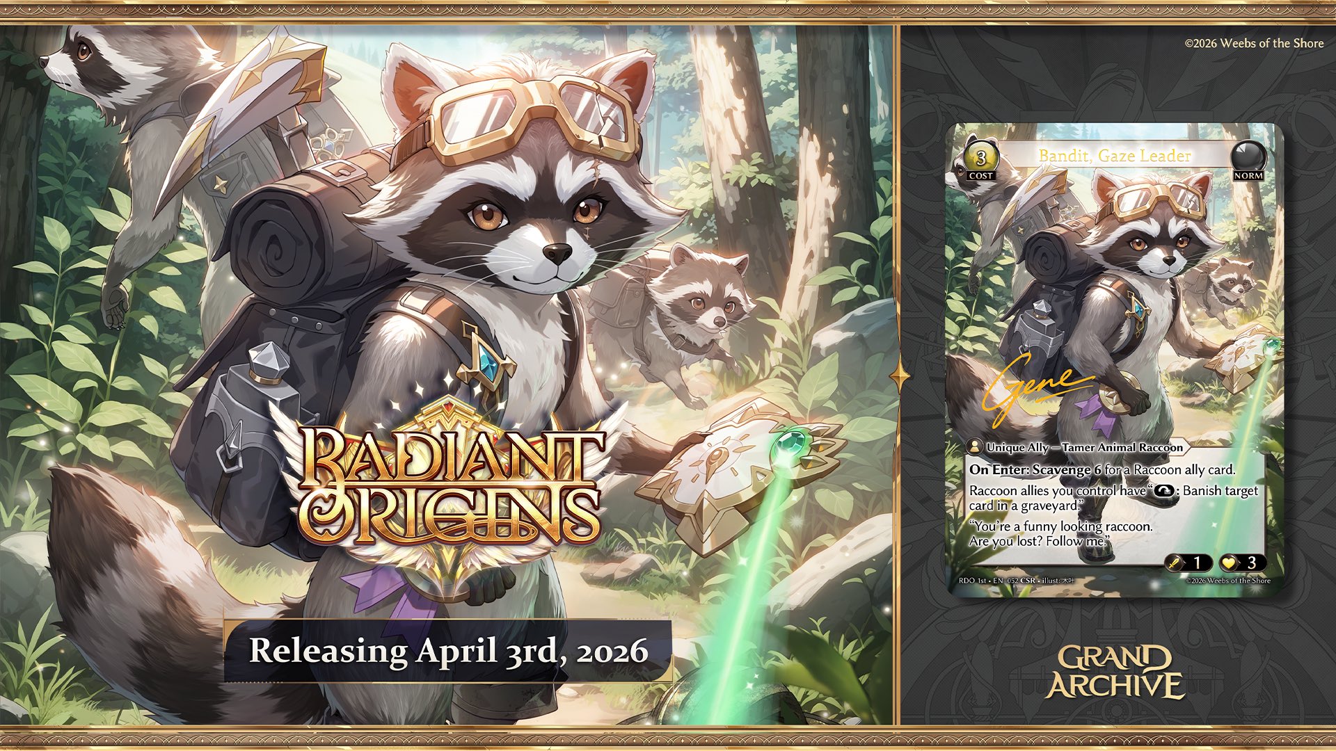 浣熊悄悄的潛入了即將在2026 年 4 月 3 日發售的Radiant Origins中！🦝